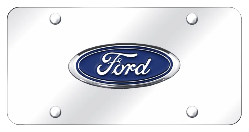 FOR.CC – AUTO GOLD License Plate, Chrome Ford Logo Chrome Plate Stainless Steel